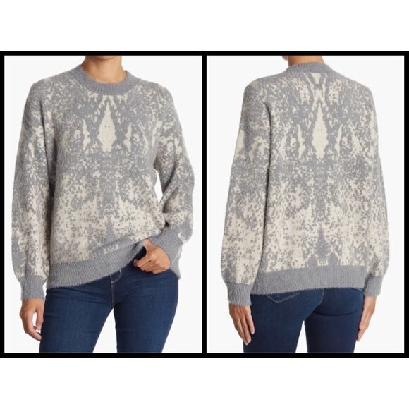 💕LOVE TOKEN💕 Leonardo Crew Neck Sweater ~ Grey Snake Print Small S NWT - Picture 1 of 13